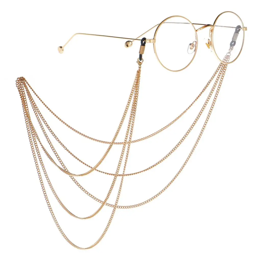 

Classic popular gold eye glass chain holder three layers chain sunglasses for chain
