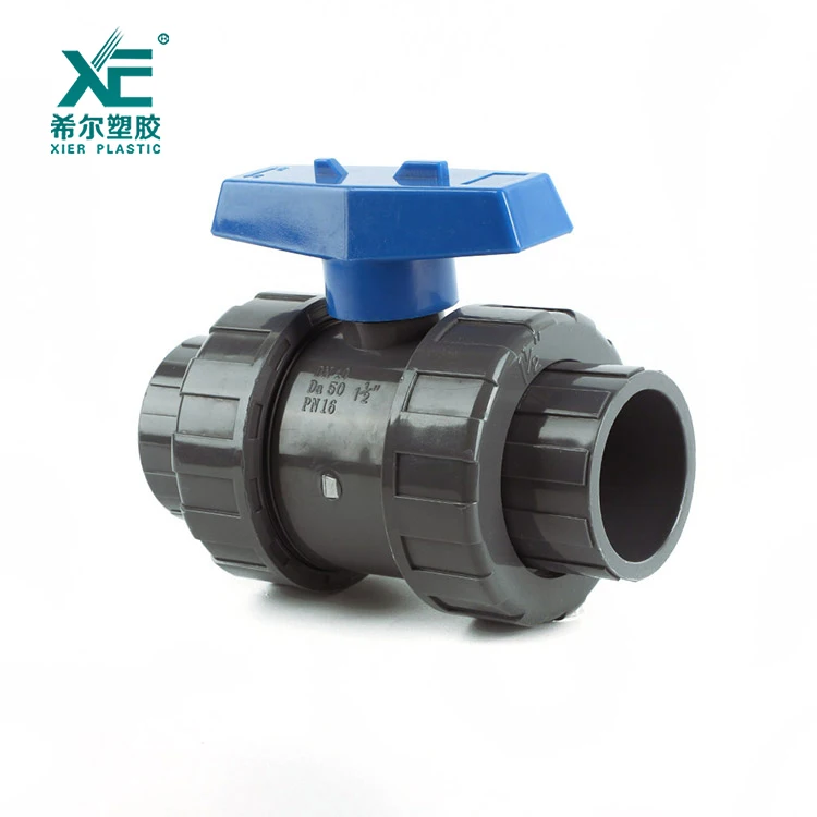 Factory price Professional blue handle pvc double true union ball valve