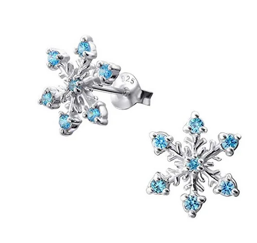 

Double Nose New Fashion Cute Design Copper Metal Crystal Snowflake Stud Earrings For Women & Girls