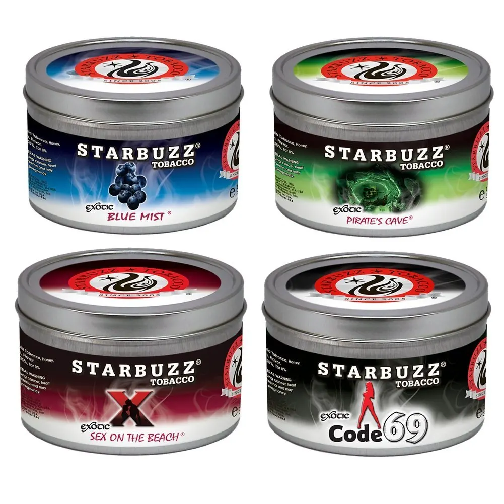 4 Packs Starbuzz Hookah Shisha Tobacco Flavors Best Sellers Value Pack 250g...