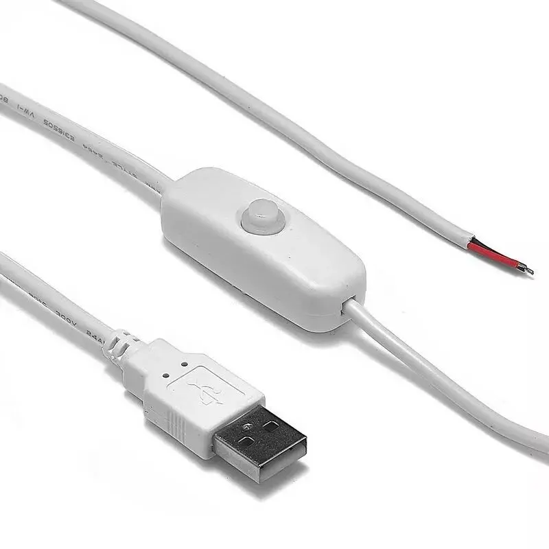 

White angle USB 2.0 A male to open with on/off switch cable Only power charging Cabletolink 2019