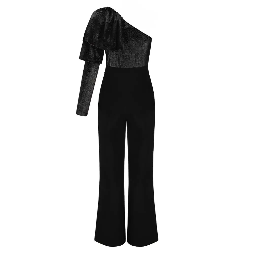 

2018 Hot Sale Black One Shoulder Long Sleeve Sexy Women Jumpsuits, Picture