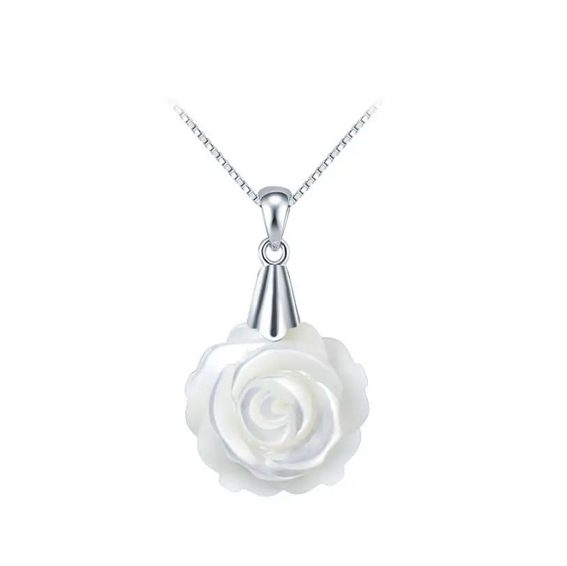

Fine jewelry 100% 925 Sterling Silver Shell flower necklace Free shipping