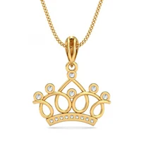 

New Design Stone Pendant 18K Gold Crown Necklace For Princess
