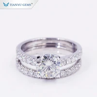 

2ctw moissanite diamond rings 14 K white solid Gold luxury moissanite diamond wedding jewelry