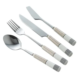 Wholesale New Design Flatware Set Stainless Steel Cutlery Set With Ceramic Handle For Home