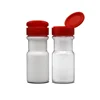 120ml clear round PET plastic spice bottle condiment packaging jar with red flip top cap for packaging 50 grams red chili powder