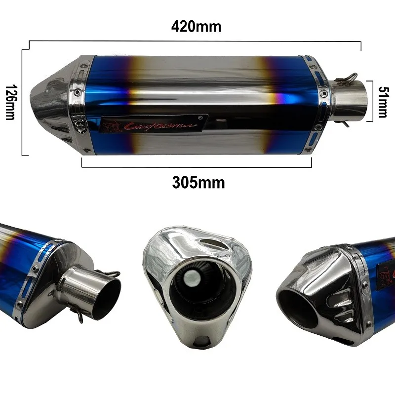 瘋狂老人摩托車改裝排氣消聲器 s126 適用於 200-600cc 摩托車排氣