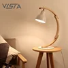 Concise Simple Office Study Desk Reading Lamp LED Arc Wood Table Light