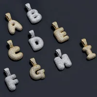 

MECYLIFE Hot Sell Fashion CZ Paved Hippie Jewelry Necklace Wholesale Bubble Alphabet Letter Charm Initial Necklace