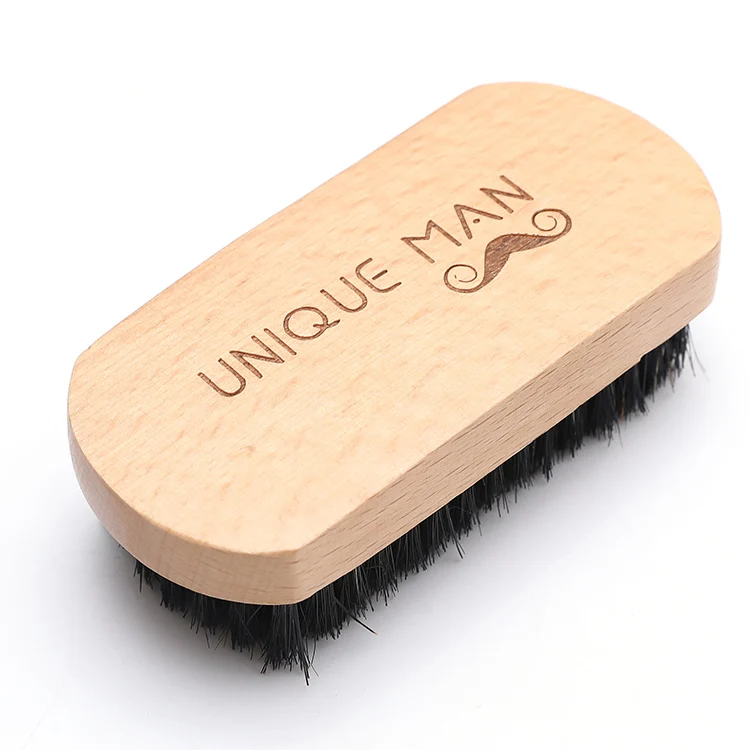 

custom logo beechwood handle boar hair beard brush, Wood colour