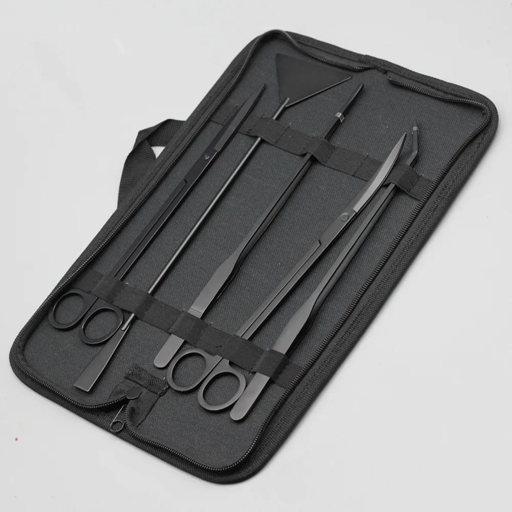 2019 Aquariums Clean Tools Set with Stainless Steel Aquarium Plant Tools for Stainless Wave Curve Straight Scissors Tools