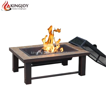 Rectangle Outdoor Fire Pit Table Fire Pit Table With Ceramic Tiles