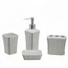 BX group 4 piece cream ceramic bathroom accessory set with rose gold decorative border,irregular square shape bath set
