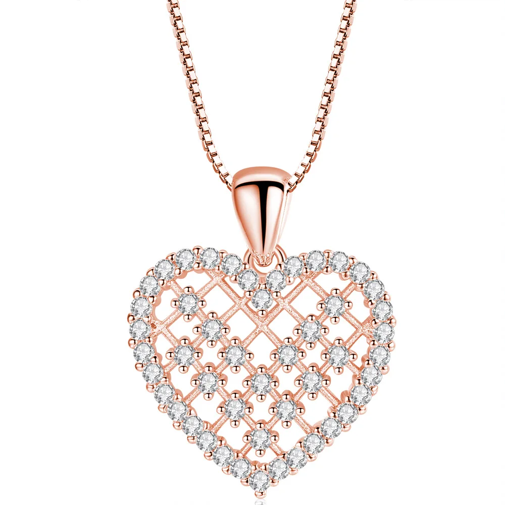 

Hainon jewelry necklace creative Classic Heart Shaped Shiny Zircon Sweet Pendant Necklace Spot wholesale, Picture shows