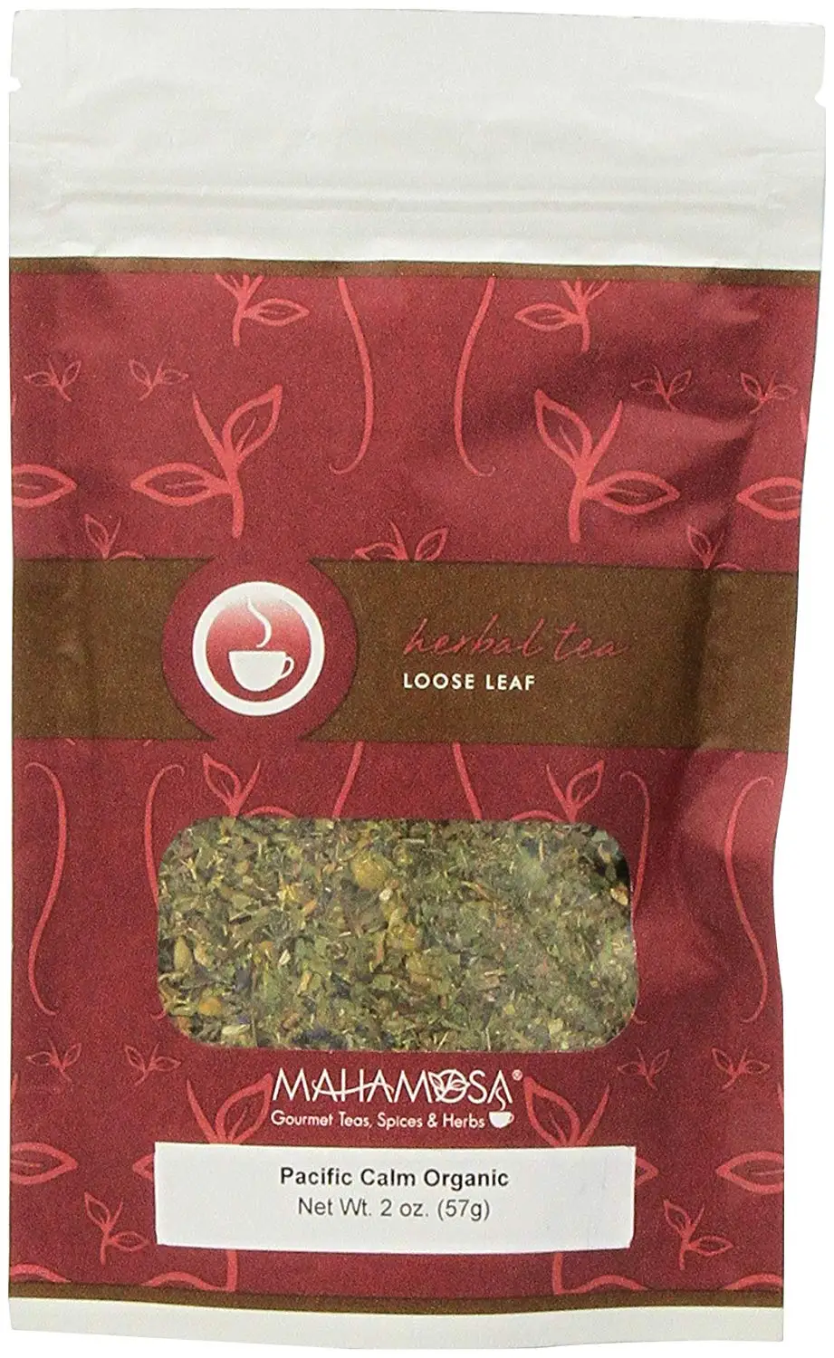 Mahamosa Pacific Calm Organic Tea 2 oz, Loose Leaf Herbal Herb Tea Blend (with valerian root, lemon verbena, lemon balm, chamomile, lavender, spearmint)