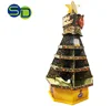 3 layer cardboard Christmas tree shaped pallet display for gifits toys and candy cakes, POP round display standee racks