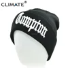 CLIMATE Men Compton Winter Warm Beanie Hat COMPTON Black Knit Skullies Beanie Casual Cool Black Hip Hop Warm Hat For Men Women