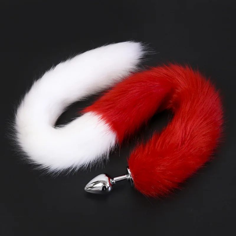 Factory Direct New Ultra Long Red And White Fox Tail Metal Chastity Fox ...