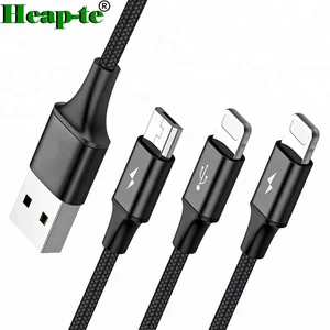 3in1 USB Cable for iPhone X 8 7 6 Cable Micro USB Type C for Samsung S9 S8 Fast Charging Cable 3A Charger Cord