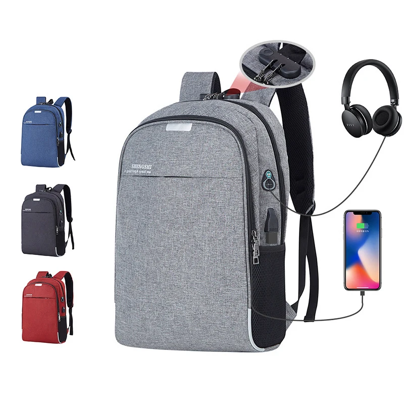 

Waterproof Oxford USB charging Anti theft laptop backpack notebook bagpack for mochila antirrobo, Gray/blue/black/red or customized