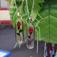 

Fashion 18k Gold Stainless Steel Red Rose Necklaces