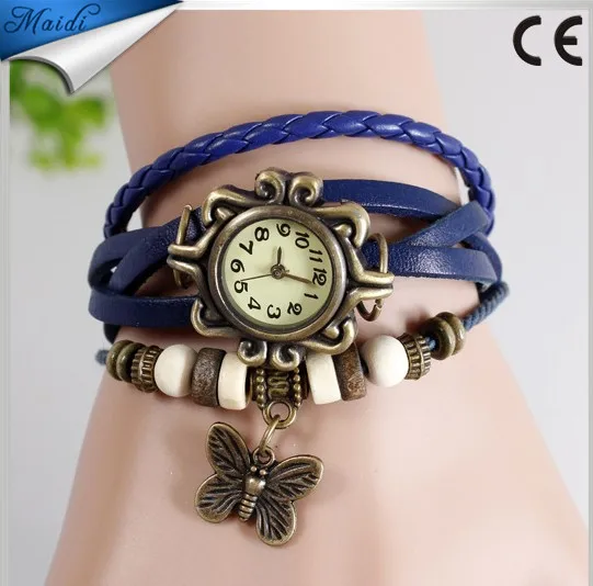 

Free shipping 2017 Original High Quality Women Genuine Leather Vintage Watches,Bracelet Wristwatches Tower Butterfly Pendant, 11 different colors as picture