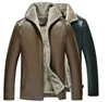 thickening middle-aged and elderly men fur collar PU leather jacket with fleece dad's leather coat garment factory direct sell