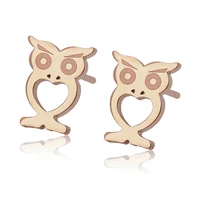 

98630 Xuping stainless steel earring women, rose gold color owl shape stud earrings