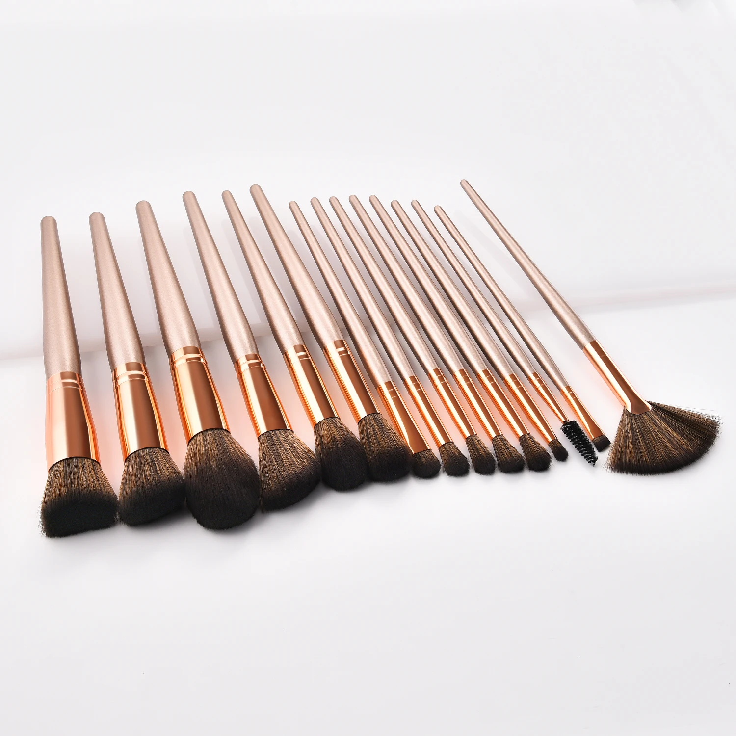 

imported wholesale makeup 15pcs private label hair brush make set up, Brown