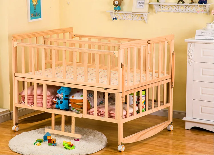 New Zealand Imported Ecofriendly Big Size Solid Wood Baby Swing Cot