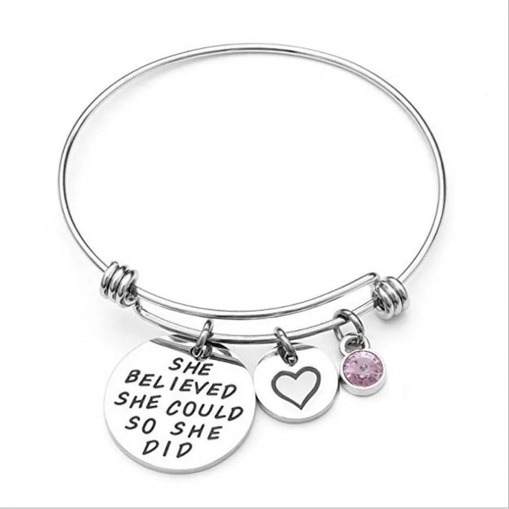 

Star pendant circular lettering adjustable bracelet