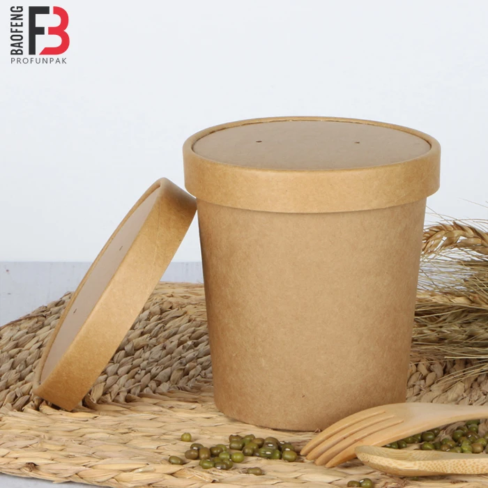 

Eco Friendly disposable paper soup cup with lid biodegradable hot paper bouillon cup