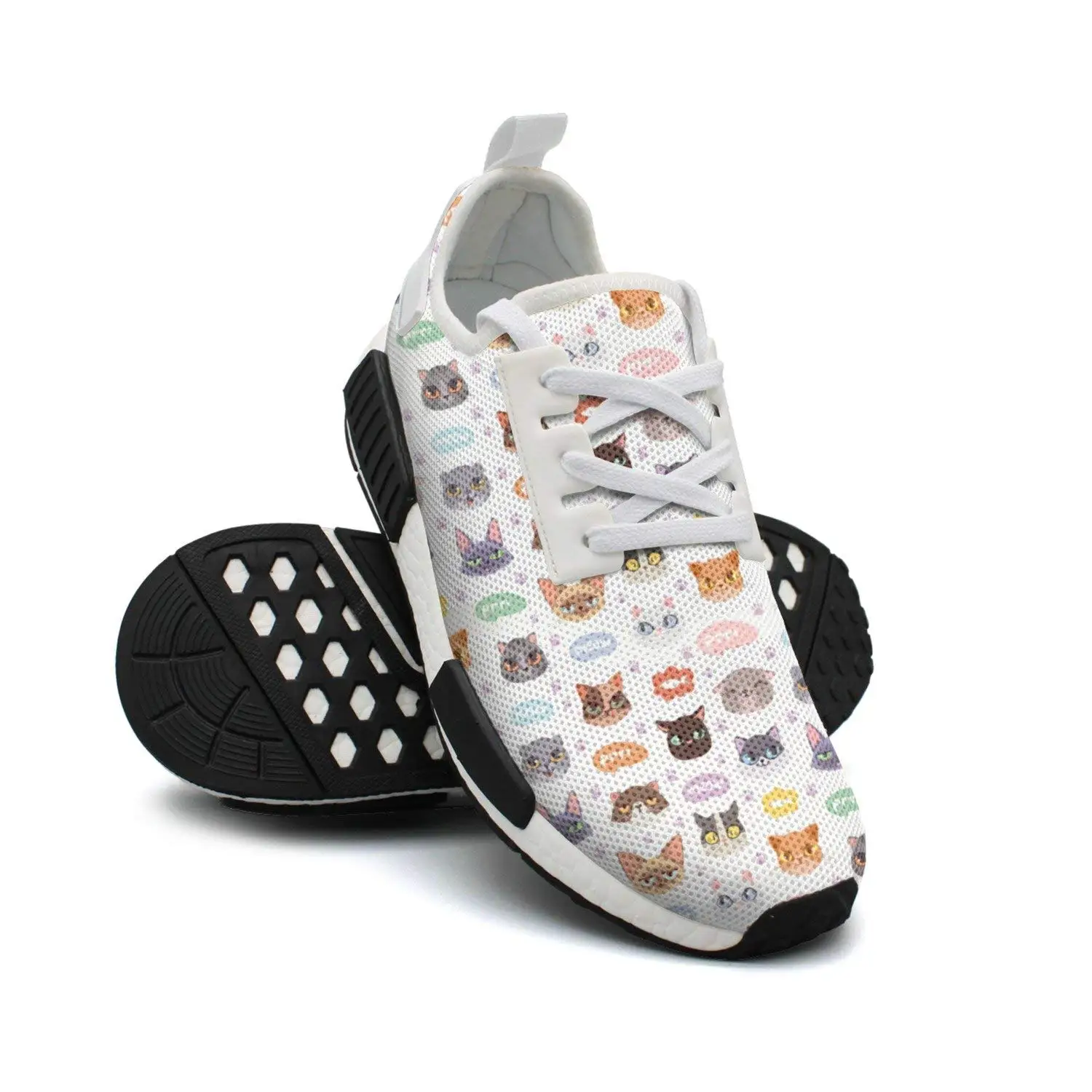 InterestPrint Colored Animals PAW Design Pattern Print On Womens Running Shoes Casual Lightweight Athletic Sneakers US Size 6-15 Black
