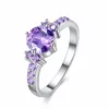 18K White Gold Plated Purple Cubic Zirconia CZ Engagement Purple CZ Ruby Wedding Ring