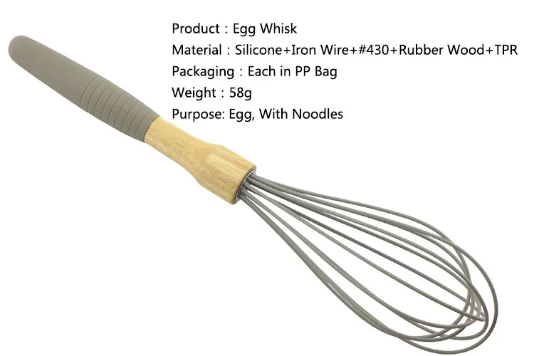 Rubber Wood Material Kitchen Egg whisk