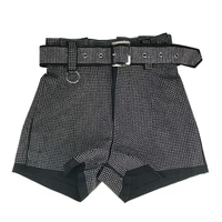 

High Waist Office Ladies Custom Formal Luxury Rhinestone Crystals Blazer Cotton Shorts Hot Fashion Pants