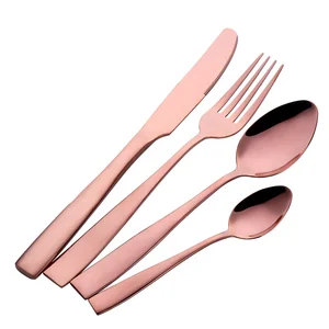 Eco-Friendly reusable stainless steel rose gold flatware set for wedding cutlery