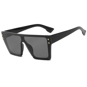 19132 Superhot Eyewear 2019 New Fashion Black Flat Top Square Sunglasses 2