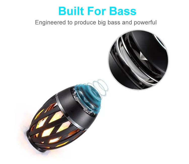 LED Flame Speaker, Wireless 5W 4 ohm Bass 8 Hours Fire Torch Night Light Music Dancing Flicker Atmosphere Table Lamp Speakers - ANKUX.COM