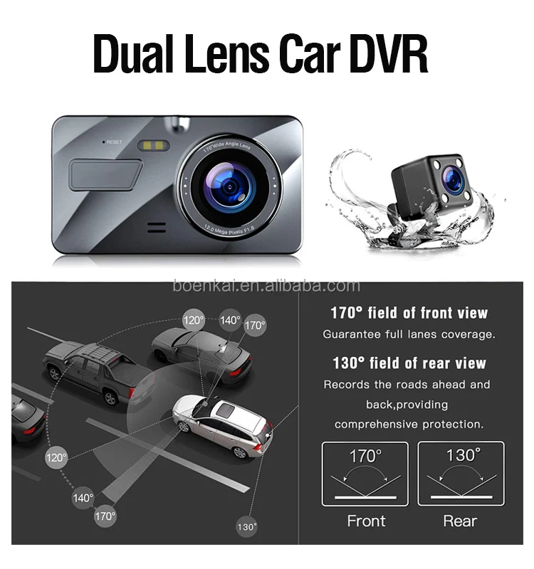 1080p Hd Dual Lens Dash Cam Car Dashboard Camera Recorder Driving Loop