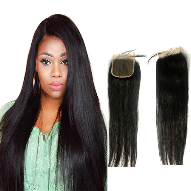 

Unprocessed top grade virgin remy brazilian human hair 4x4 straight swiss lace closure with baby hair wholesale price, Natural color, other colors can be customized
