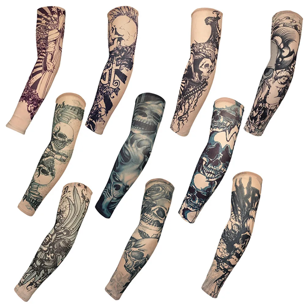 

Outdoor Riding Protection Nylon sports printed tattoo arm cool tattoo sleeves, Skin color