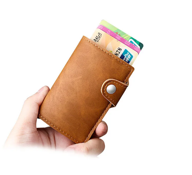 

mens pop up pu leather id aluminum card holder credit rfid wallet, Black,brown,dark brown,gray