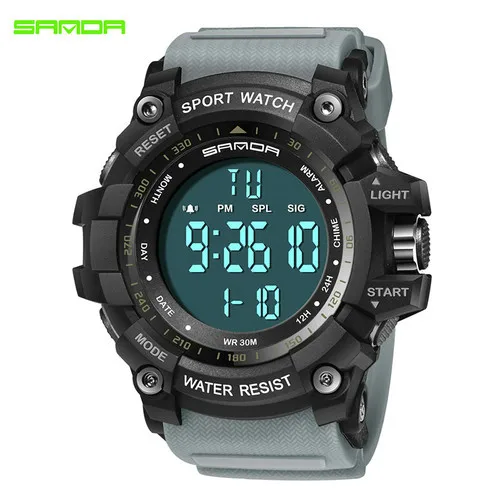 

SANDA 359 Hot Selling Design Cheap Price Men Sport LED Light Watches, 7 colors for choice