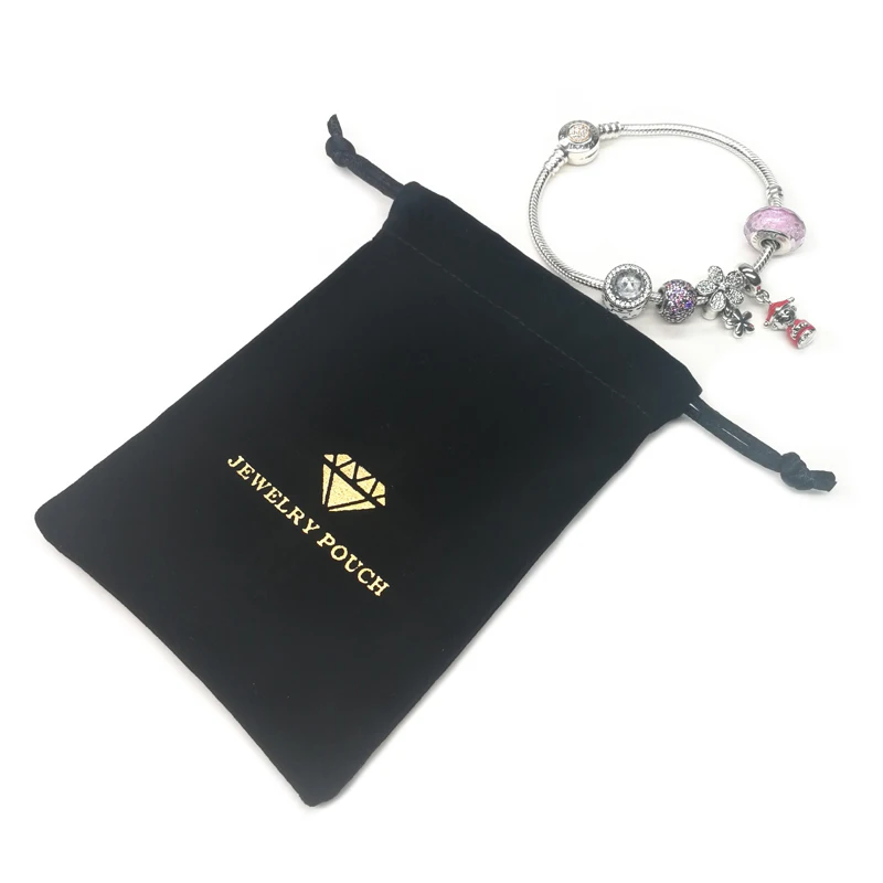

Custom Logo Printed Mini Drawstring Jewelry Velvet Bag Pouch, Customized color