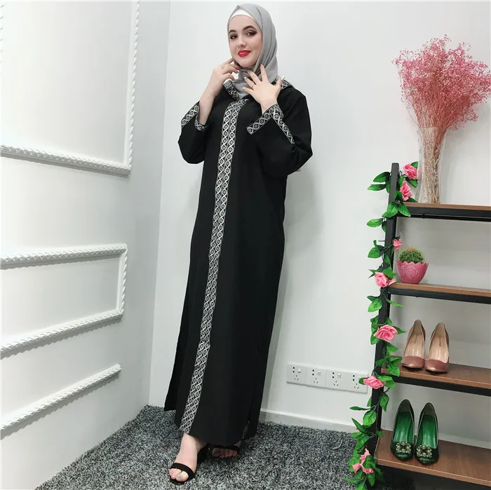 

Fashion Muslim Open Soft Crepe Abaya long black dress with hood muslim clothing abaya duabi