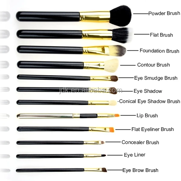 makeup brushes with labels