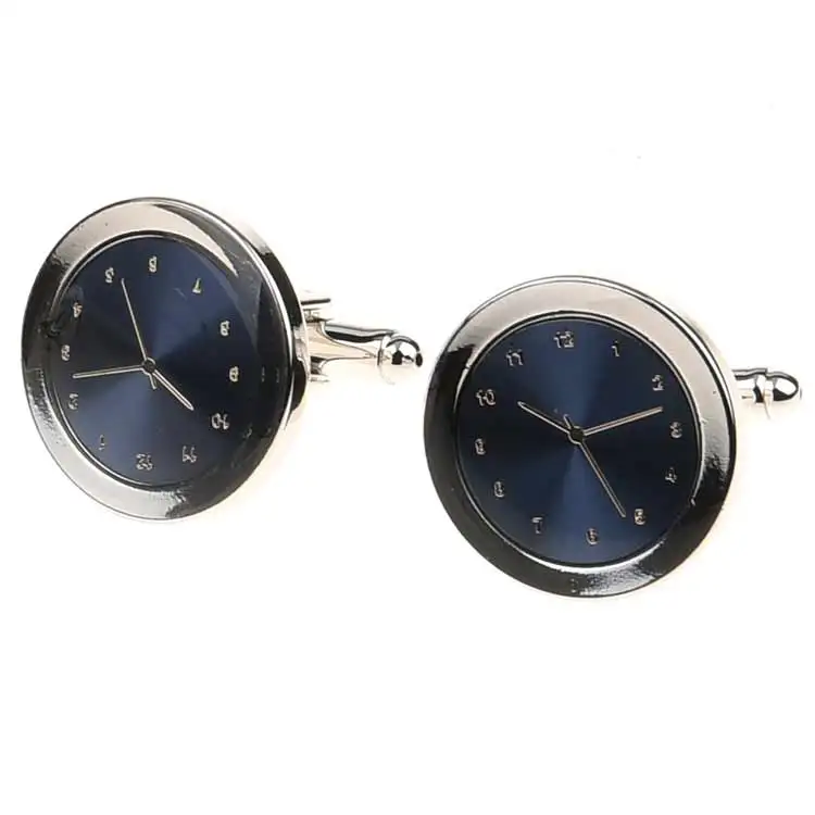 

new style personalized real watch Clock cufflinks for business, Silver