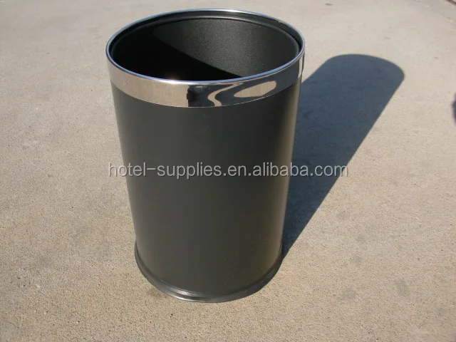 black iron rubbish barrel
